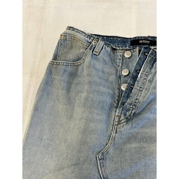 Hudson Jeans Womens Size 25 Sloane Distressed Denim Blue Jean Raw Hem Skirt NWT - Picture 5 of 7